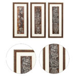 Peony Flower Wall Painting Set Of 3 | Golden and Brown Design