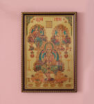 Laxmi Ganesh Digital Print Gold Finish Wall Painting