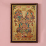 Laxmi Ganesh Digital Print Gold Finish Wall Painting