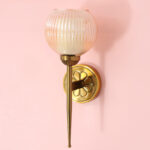 Antique Finish Wall Light With Ribbed Amber Glass