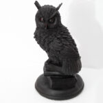 Black Owl Figurine Feng Shui Marble Stone Dust Showpiece