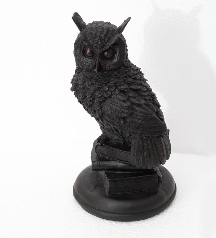 Black Owl Figurine Feng Shui Marble Stone Dust Showpiece