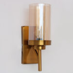 Decorative Wall Light Gold Finish Amber Colour Glass