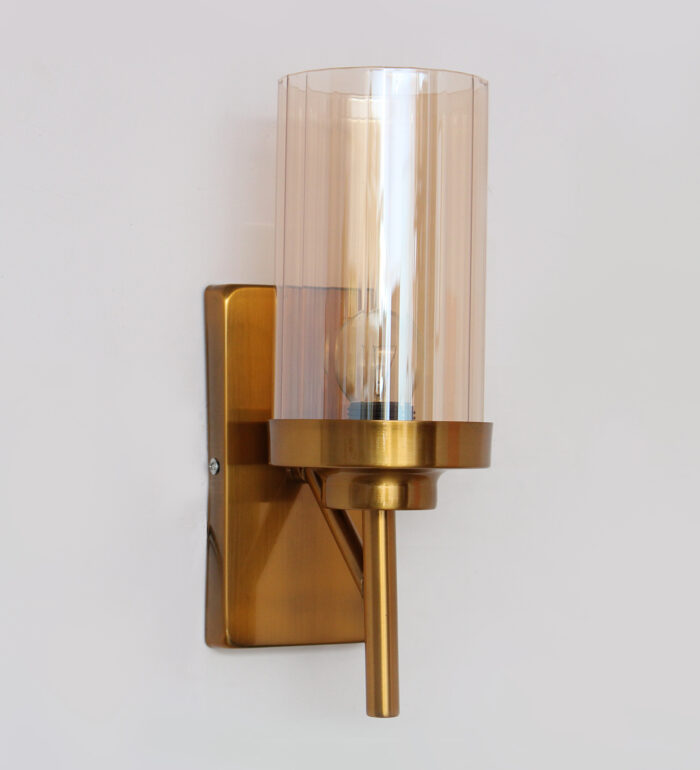 Decorative Wall Light Gold Finish Amber Colour Glass