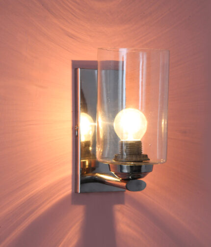 Fancy Wall Light Chrome Finish With Crystal Clear Glass