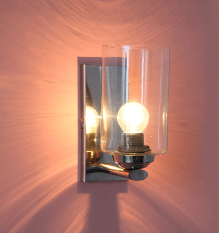 Fancy Wall Light Chrome Finish With Crystal Clear Glass