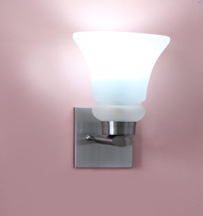 Classic Wall Sconce Chrome Finish With White Frosted Glass