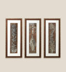 Virgin Mary and Flower Wall Painting Set Of 3 | Golden and Brown