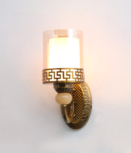 Vintage Brass Wall Sconce with Decorative Glass Shade