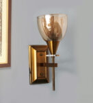 Elegant Amber Color Oval Glass Wall Sconce with Golden Finish