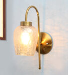 Vintage Gold Pearl Drop Wall Sconce with Crackled Glass