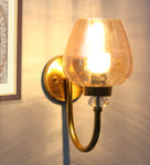 Luxury Vintage Golden Finish Wall Sconce with Amber Glass