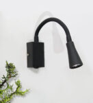 Modern Black LED Wall Mounted Reading Spotlight with Flexible Gooseneck