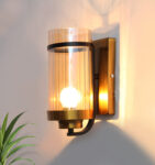 Luxury Golden Wall Light with Transparent Ribbed Glass