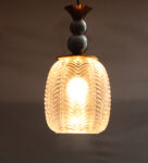 Vintage Hanging Pendant Light with Textured Crystal Glass Shade for Living Room