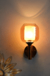Modern Wall Sconce Light with Amber Glass Shade