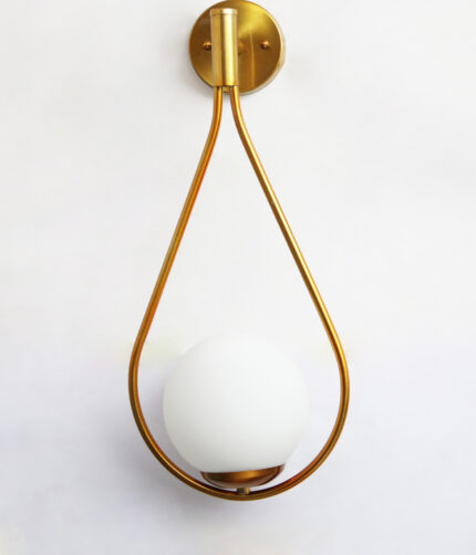 Modern Brass Wall Light – Frosted Globe Sconce