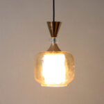 Soft Amber Glass Hanging Lamp Gold Finish.