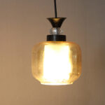 Modern Amber Glass Pendant Light Black Finish