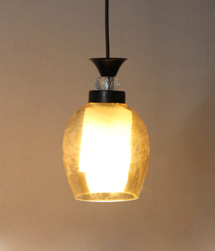 Modern Amber Glass Black Pendant Hanging