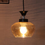 Kachori Glass Pendant Light with Amber Finish