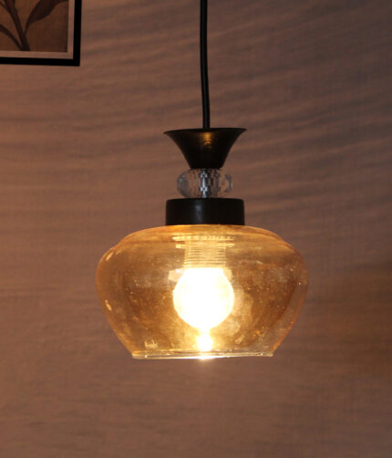 Kachori Glass Pendant Light with Amber Finish