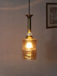 Ribbed Amber Glass Pendant Light