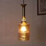 Ribbed Amber Glass Pendant Light