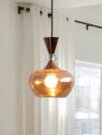 Amber Kachori Glass Pendant Light with Gold Finish