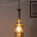 Ribbed Amber Glass Pendant Light