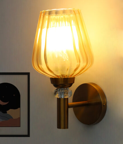 Petal-Shaped Amber Gold Glass Wall Light