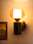 Amber Kachori Glass Shade with Brushed Brass Wall Sconce