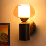 Amber Kachori Glass Shade with Brushed Brass Wall Sconce