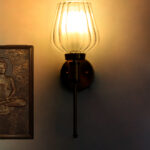 Modern Ribbed Clear Tulip Glass Wall Sconce