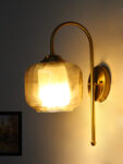 Curved Brass Gooseneck Glass Wall Light