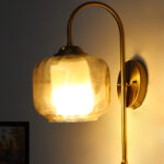 Curved Brass Gooseneck Glass Wall Light