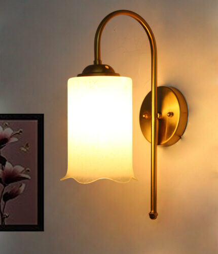 Elegant Flower Bell Shade Brass Wall Light
