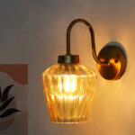 Fluted Gold Down Tulip Shape Brass Wall Light with E27 Holder