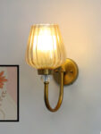 Fluted Gold Tulip Glass Wall Sconce – Brass Finish