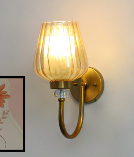 Fluted Gold Tulip Glass Wall Sconce – Brass Finish
