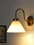 Cone Shape Wall Sconce With Brass Curve Holder