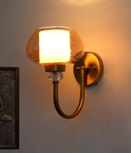 Amber Rounded Bowl Glass Wall Sconce