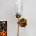 Modern interior light fixture with sleek vertical arm design