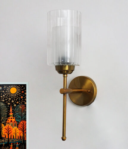 Modern interior light fixture with sleek vertical arm design