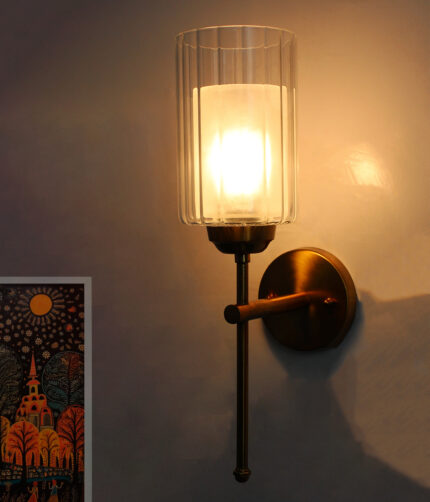 Modern interior light fixture with sleek vertical arm design