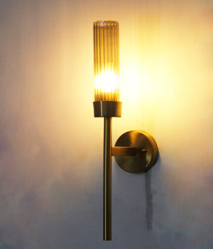 Smokey Glass wall light with tinted glass shade and sleek metal mount on white background