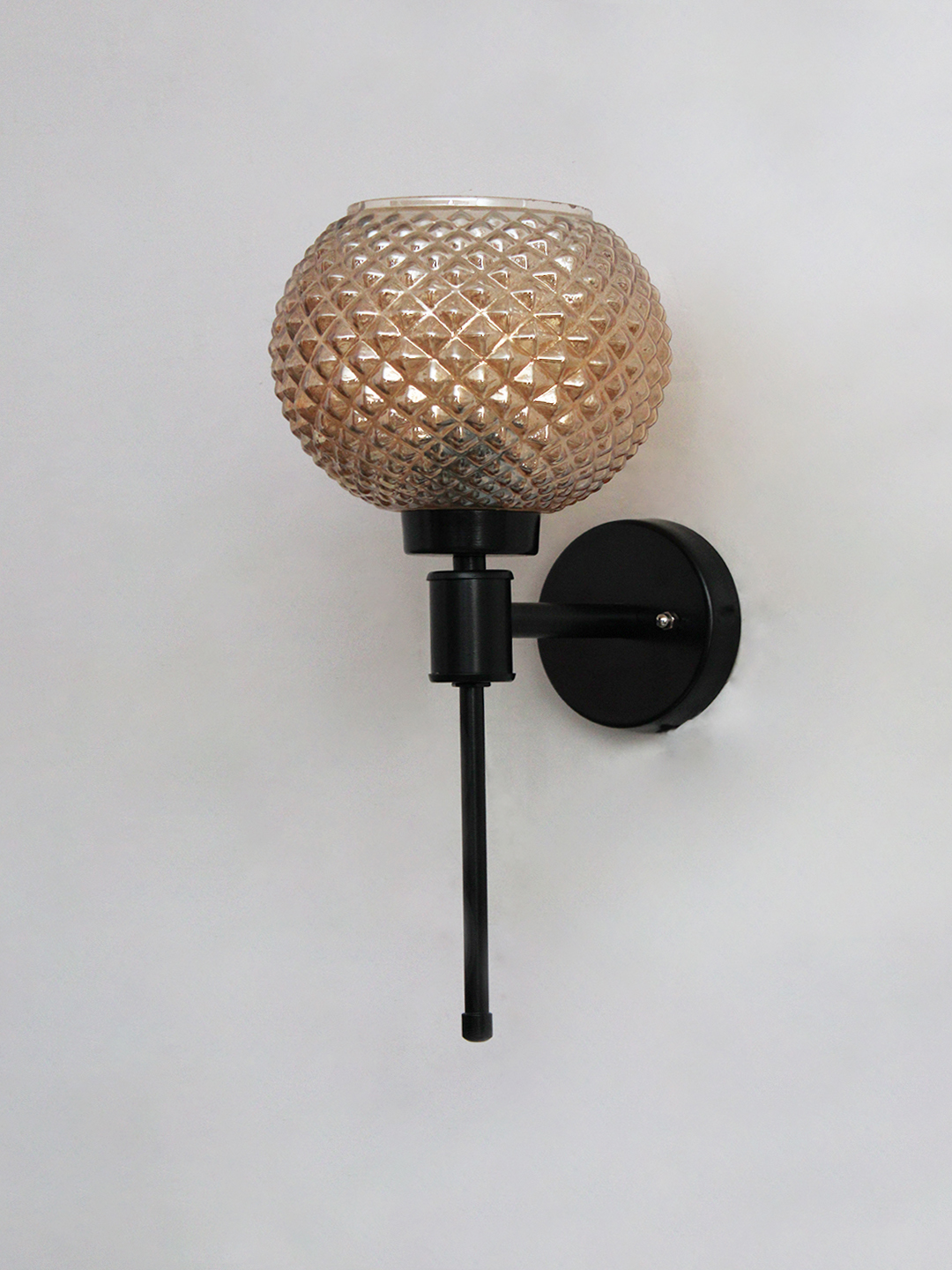 Amber Diamond Glass Black Wall Sconce Diamond Glass Black Wall Sconce with amber textured glass globe shade and matte black metal wall mount for modern decorative indoor lighting