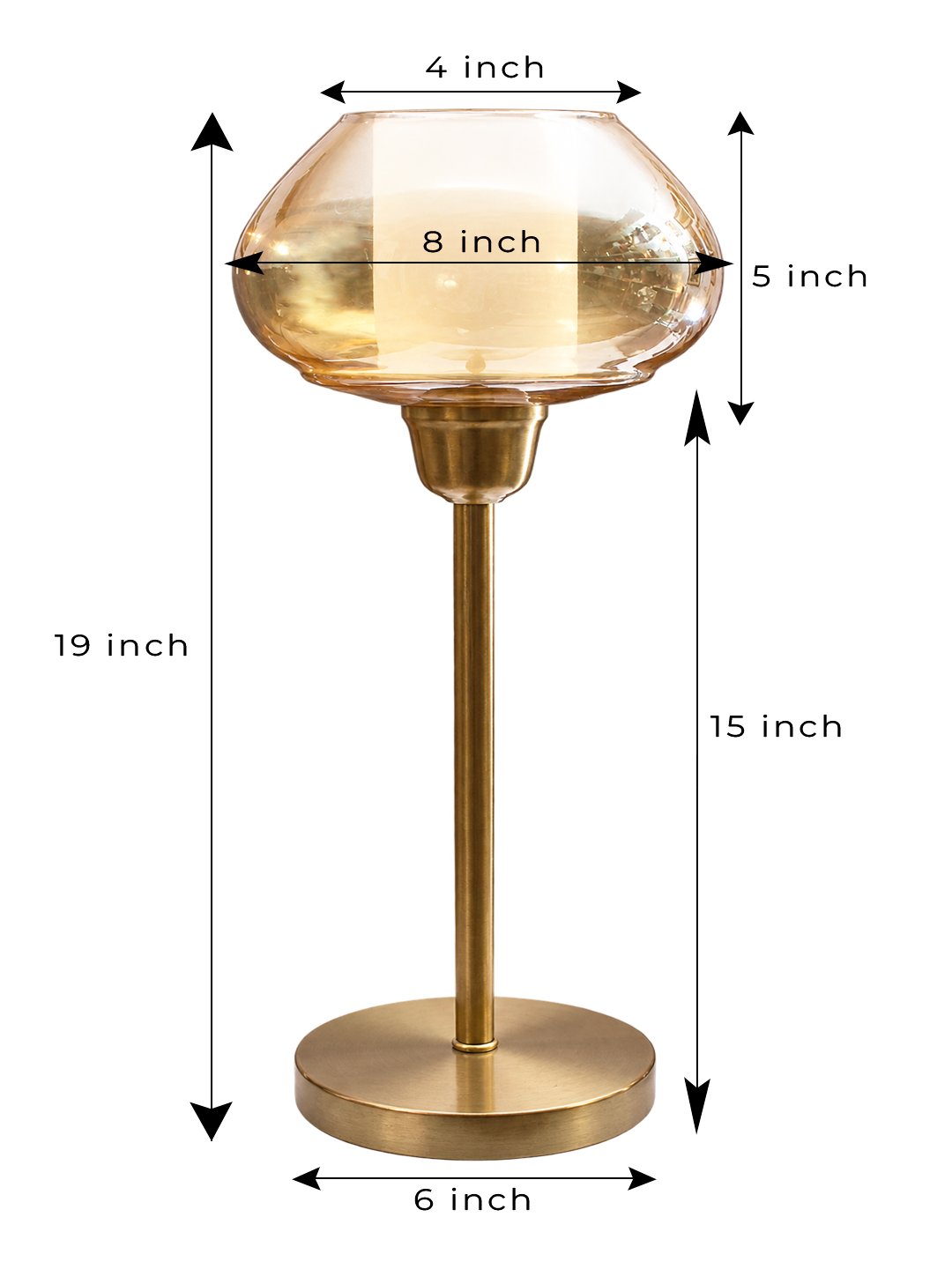 Amber Kachori Vintage Table Lamp Amber Kachori Vintage table lamp with rounded amber glass shade and brass base, providing warm decorative lighting for bedside or living room use