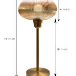 Aurora Ribbed Glass table lamp with wide ribbed amber glass shade and brass base, modern decorative lighting for bedside or living room use