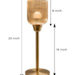 Elara Ribbed Cylinder table lamp with tall ribbed glass shade and brass base, modern decorative lighting for bedside, living room, or workspace